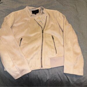 Banana Republic faux suede moto jacket in beige size Petite Large